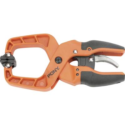 An orange and grey spring clip with 'PONY' printed on the side, suitable for securing objects during craft work.