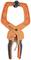 Orange plastic clip with black handle and spring mechanism. Inscription 'PONY'.