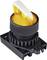 Yellow rotary switch mounted on a black base, suitable for use in electrical control systems or machine control panels.