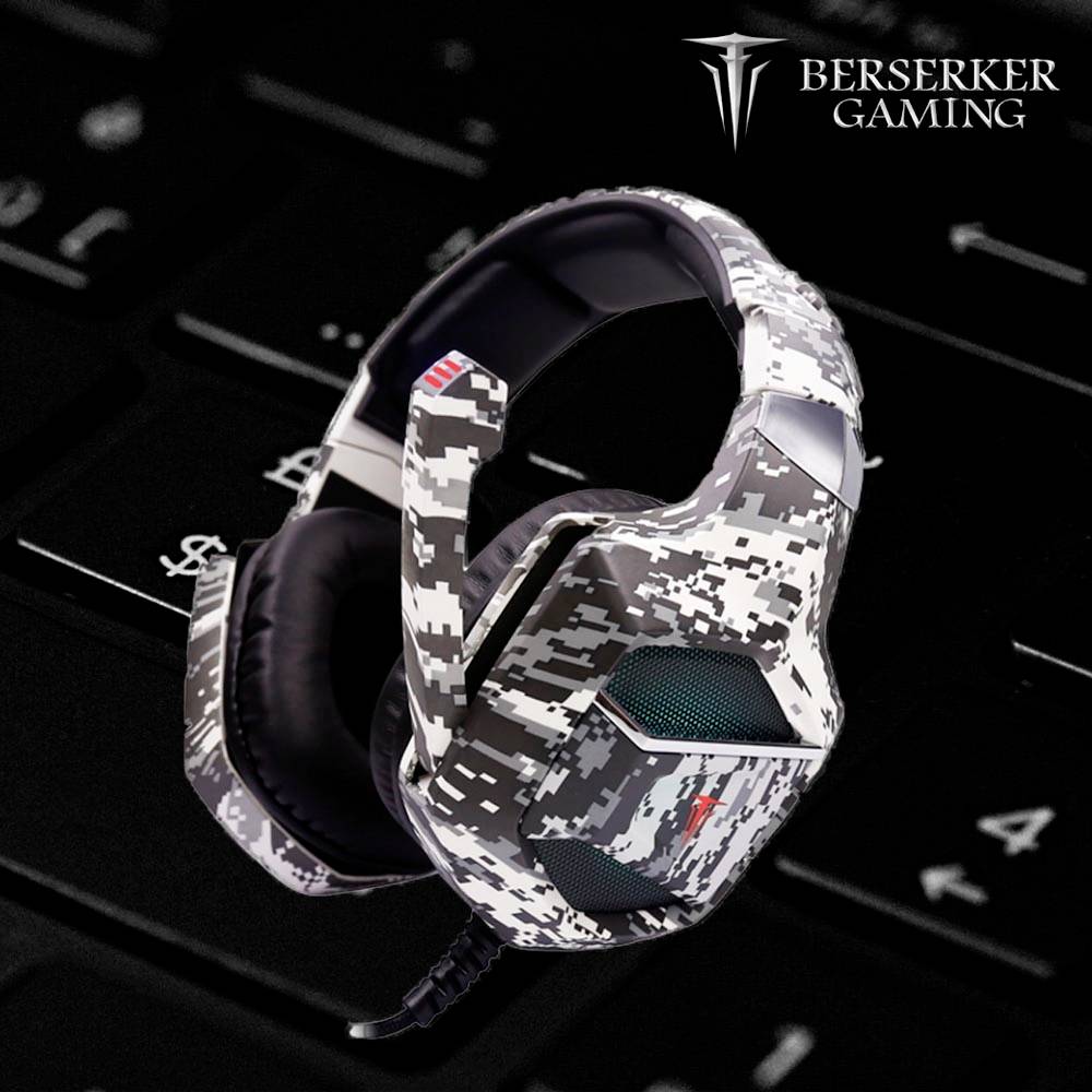 Berserker Gaming ARMY-EMBLA Gaming Over-ear headset Corded (1075100) Stereo Black, White Volume control-3