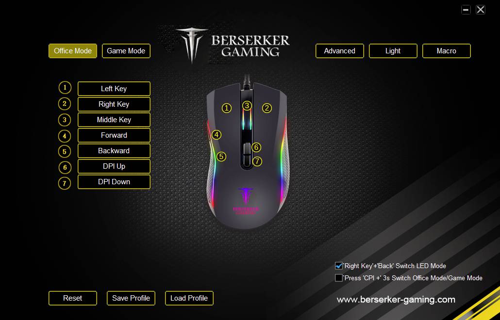 Berserker Gaming S2 Gaming mouse USB Optical Black 7 Buttons 800 dpi, 1600 dpi, 2400 dpi, 3200 dpi, 4800 dpi, 6400 dpi B-5