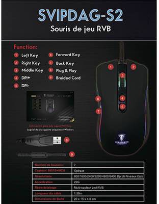 Berserker Gaming S2 Gaming mouse USB Optical Black 7 Buttons 800 dpi, 1600 dpi, 2400 dpi, 3200 dpi, 4800 dpi, 6400 dpi B-2