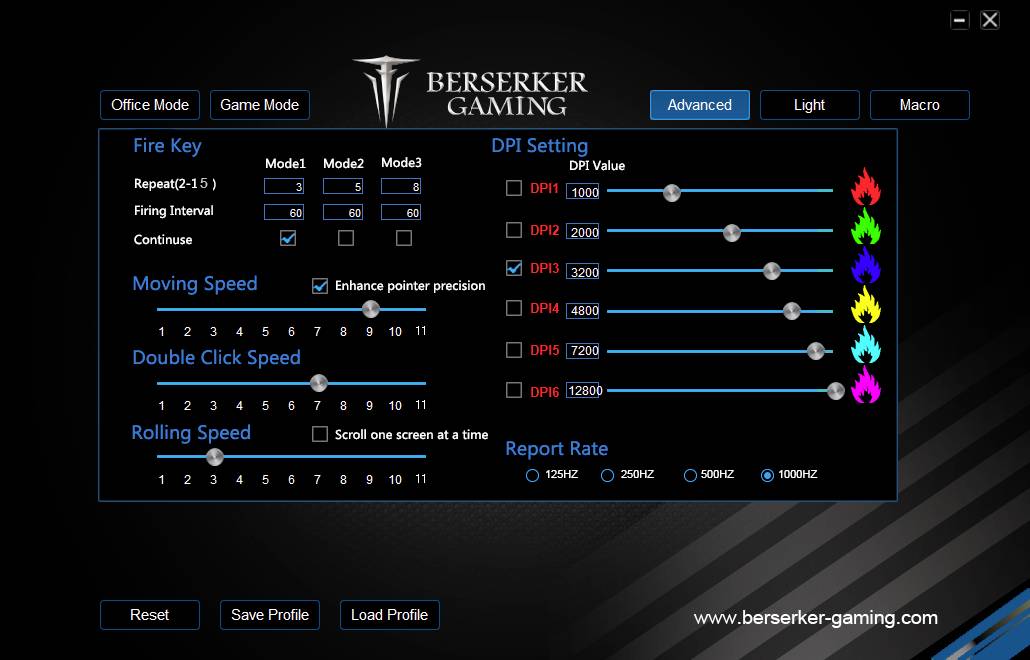 Berserker Gaming S3 Gaming mouse USB Optical Black 8 Buttons 800 dpi, 1600 dpi, 2400 dpi, 3200 dpi, 4800 dpi, 6400 dpi B-5
