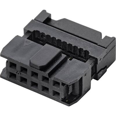 Black plastic plug adapter with multiple socket connections, used in electronic devices for cable connection.
