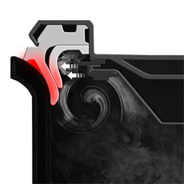 Cross-section of a car door sealing profile showing the structure and insulation. Red area highlights the seal.