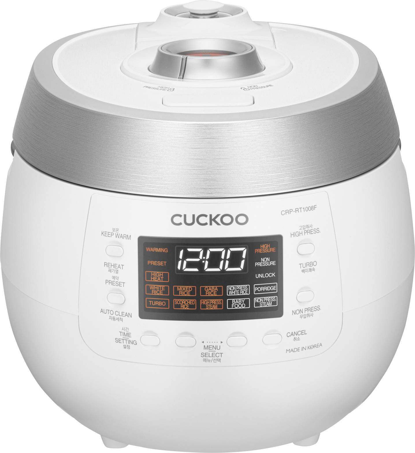 Cuckoo CRPRT1008F Rice cooker Whitesilver with display