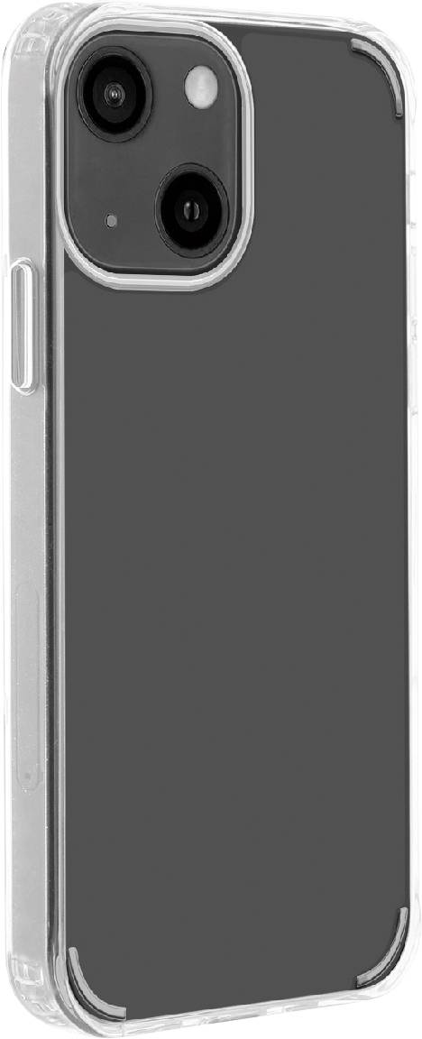 A transparent, robust mobile phone case made of plastic with a black, opaque background.