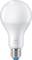 White LED light bulb with silver fitting, marked 'WiZ WHITES'. It has a round shape and modern aesthetic.