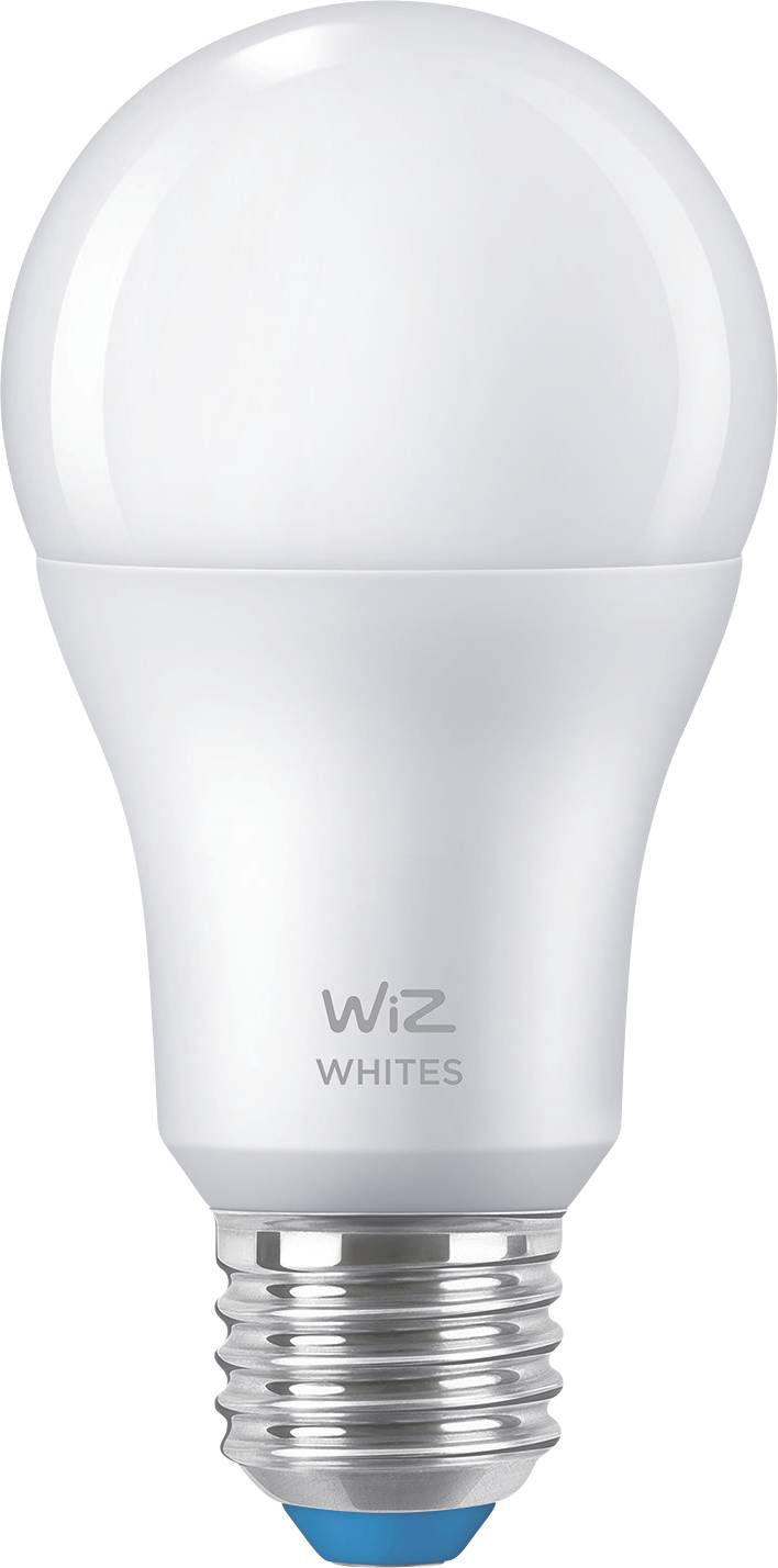 A white LED light bulb with the inscription 'WiZ Whites' on the base. Ideal for energy-efficient lighting.