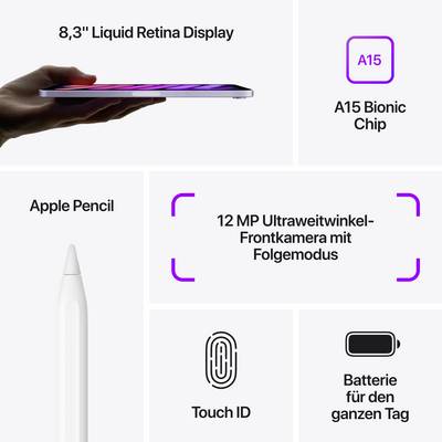 Apple iPad mini 8.3 (6th Gen, 2021) WiFi 256 GB Pole star 21.1 cm (8.3 inch) iPadOS 15 2266 x 1488 Pixel-8
