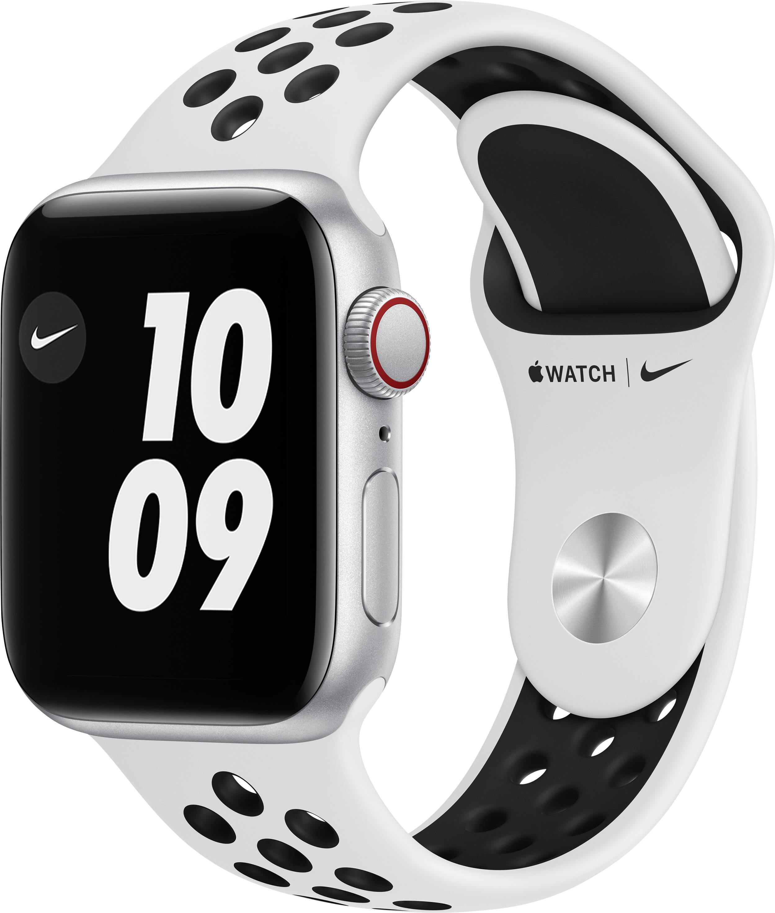 Apple Watch SE Nike Edition GPS + Cellular 40 mm Aluminium Silver Sports strap Platinum/black-0