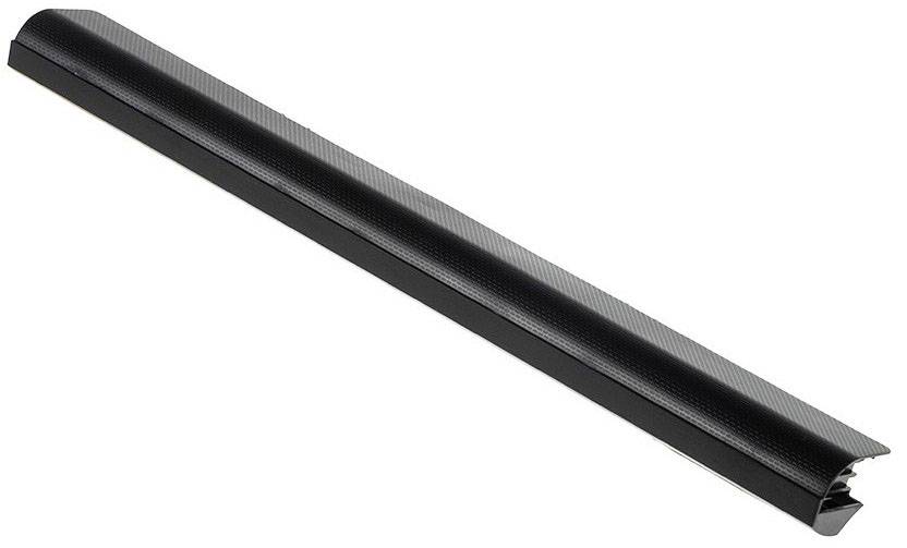 A black, elongated rail or cover, possibly designed for cable management or as part of a furniture system.