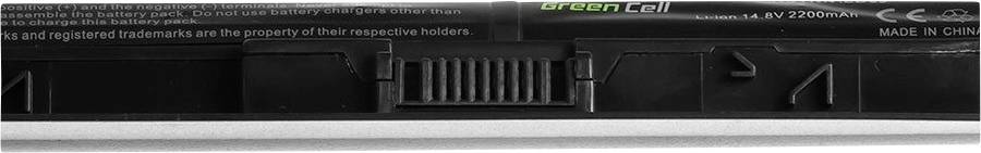 Laptop battery closely photographed, showing ventilation openings and text '14.4V 2200mAh'.