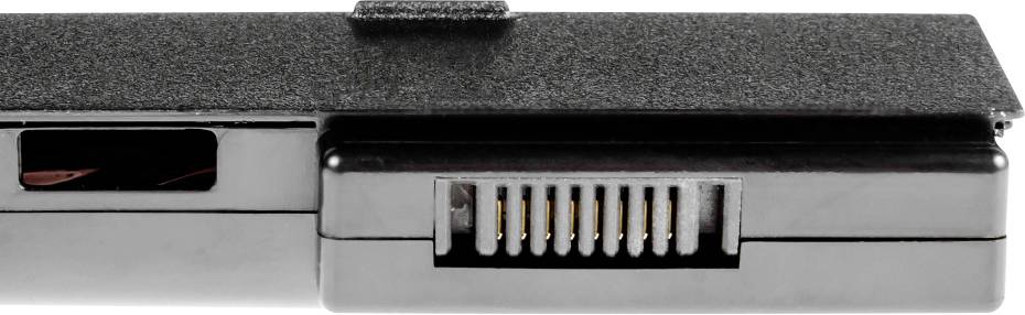 Close-up of a laptop battery with a visible connector, suitable for connecting to a compatible device for power supply.