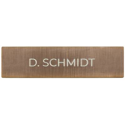Brass nameplate with engraved name 'D. SCHMIDT'.