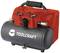 A red and black Toolcraft air compressor with two pressure gauges and connection valves, suitable for DIY projects.