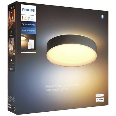 Philips Hue White Ambiance Ceiling Light in packaging, with Bluetooth symbol. Text: 'Personalise your home with smart lighting.'<br><br>Note: The only change is the spelling of "personalize" to the British English "personalise".
