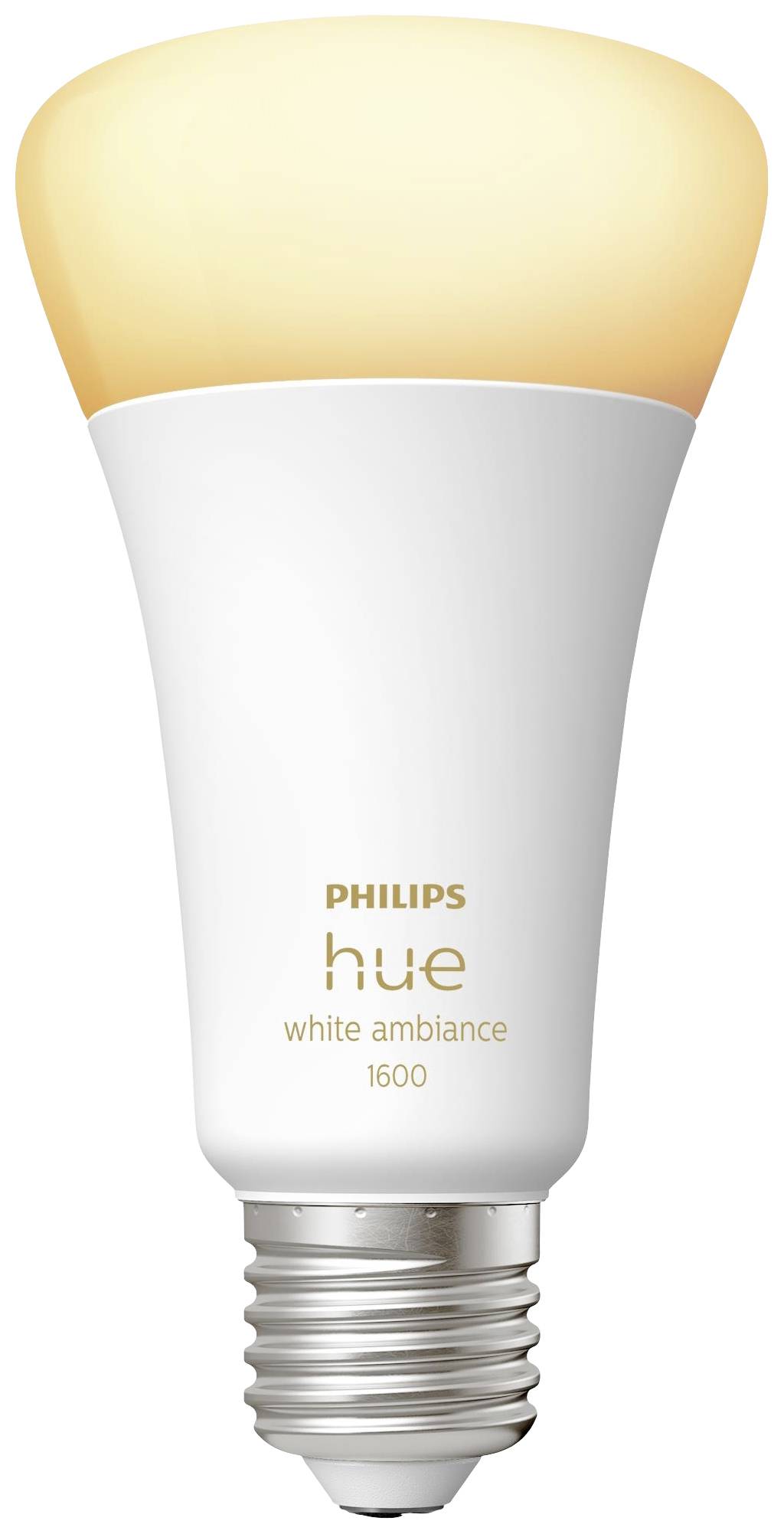 A Philips Hue White Ambiance LED lamp, which emits warm, subdued light. It is suitable for smart lighting control.