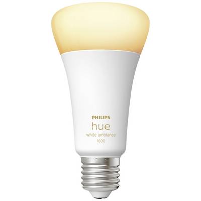 A Philips Hue White Ambiance LED lamp, which emits warm, subdued light. It is suitable for smart lighting control.