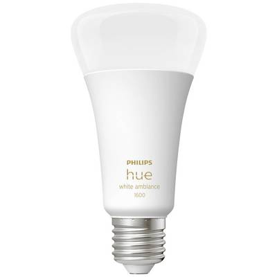 White Philips Hue Light Bulb, model "white ambiance 1600", showcases modern design and smart lighting control.