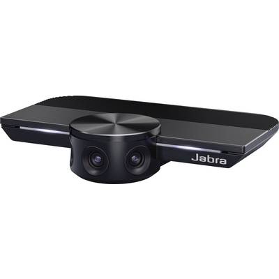 A black Jabra panoramic camera with two lenses, suitable for video conferences.