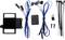 Electronic accessory kit with cables, switches and mounting components for technical installations.