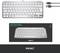 At the top, a white wireless keyboard with USB receiver, below the product packaging for 'Logitech MX Keys Mini'.
