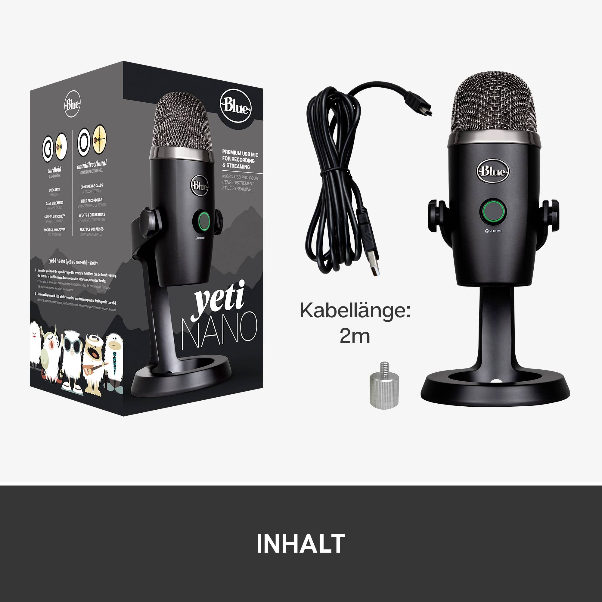 Stand PC microphone Blue Microphones Yeti Nano Transfer type (details):Corded, USB-5