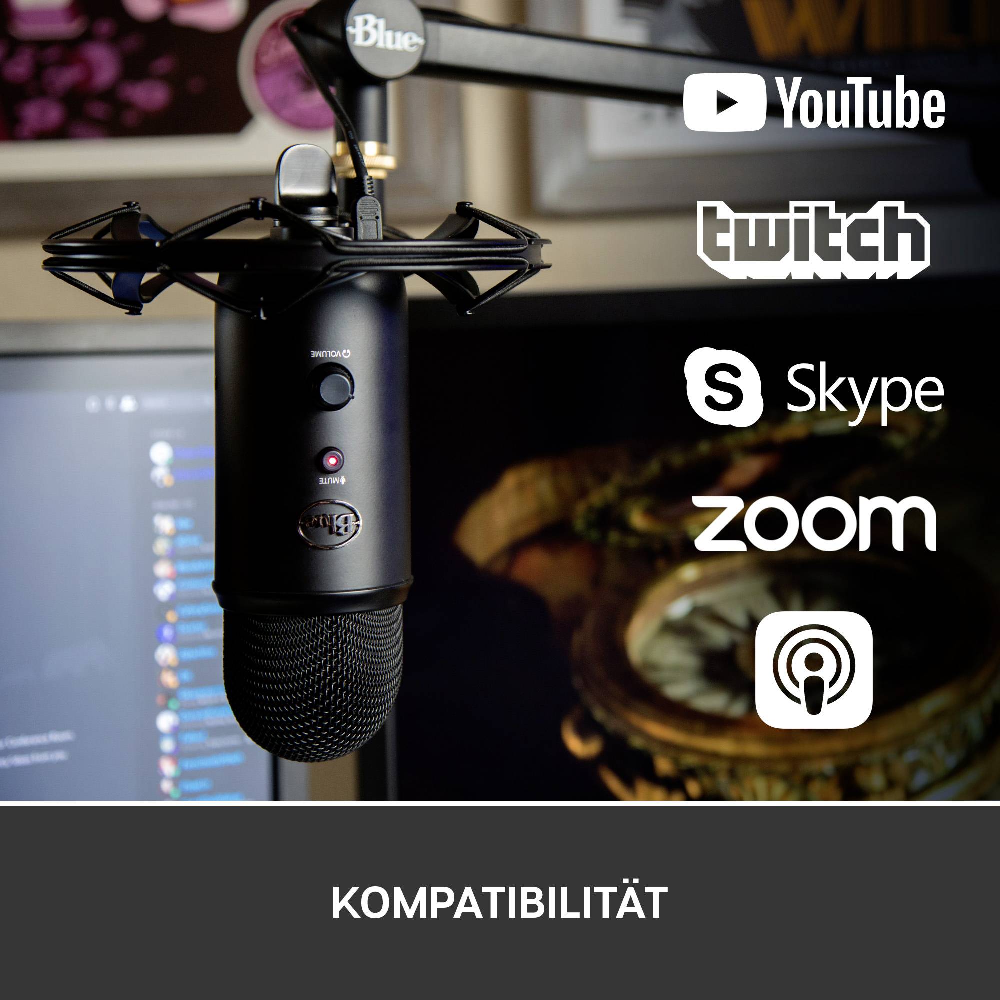 Stand PC microphone Blue Microphones Yeticaster Transfer type (details):Corded, USB-11