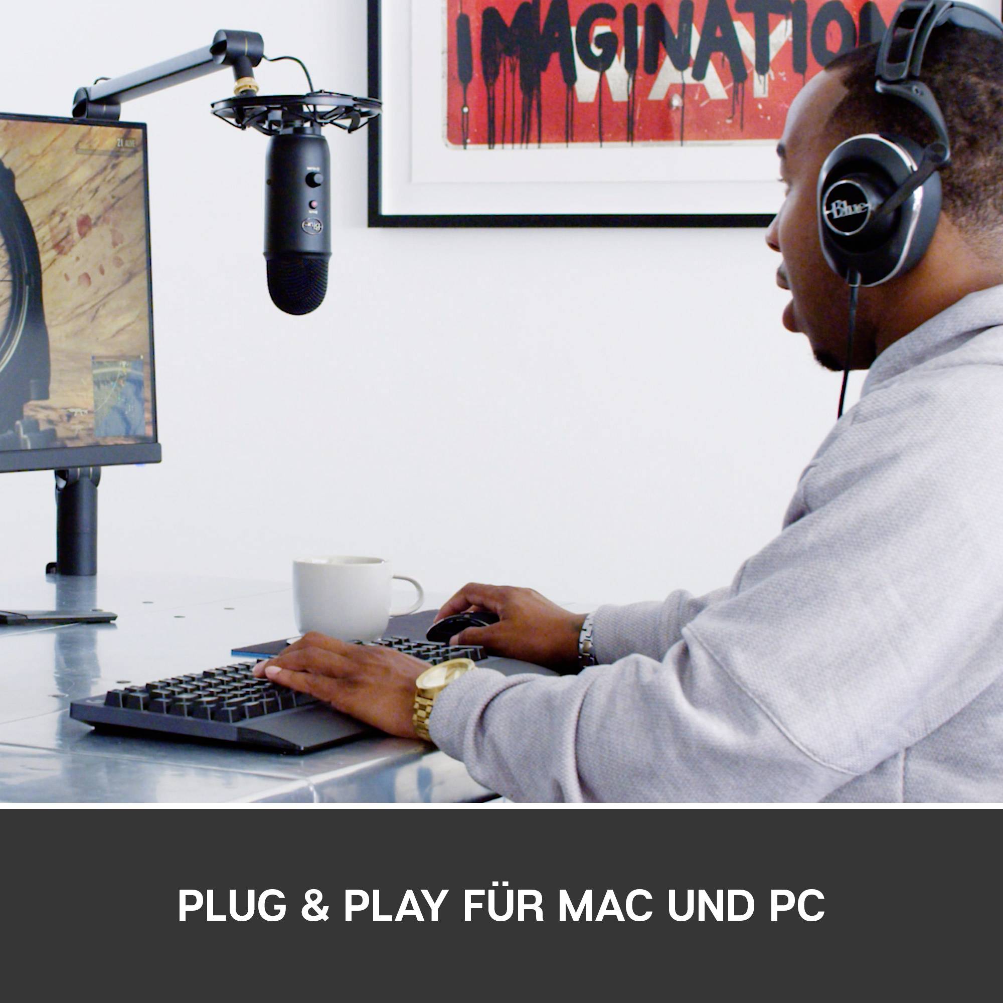 Stand PC microphone Blue Microphones Yeticaster Transfer type (details):Corded, USB-12