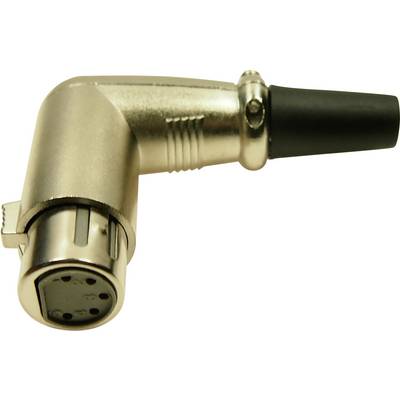 A right-angled metal audio jack plug with a black cable, suitable for professional audio equipment.