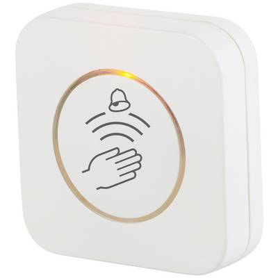A contactless door opener with a symbol of a hand and a bell to indicate touchless activation.