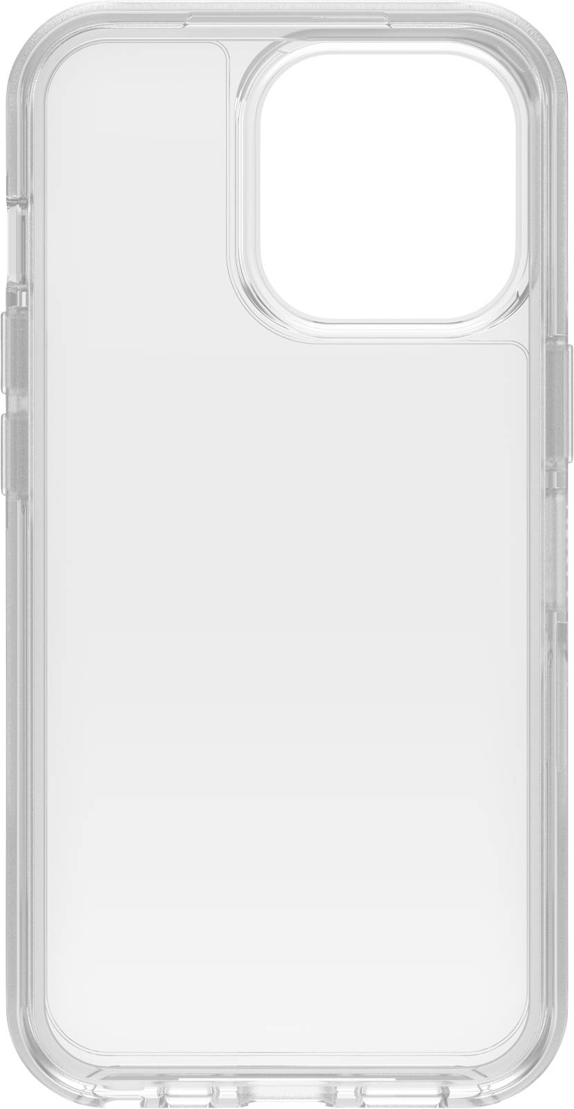 Transparent mobile phone case with camera cut-out, minimalist design, textured for improved grip, no embellishments.