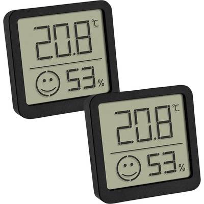 TFA Dostmann 2er Set digitales Thermo-Hygrometer mit Komfortzone Thermo-hygrometer Black