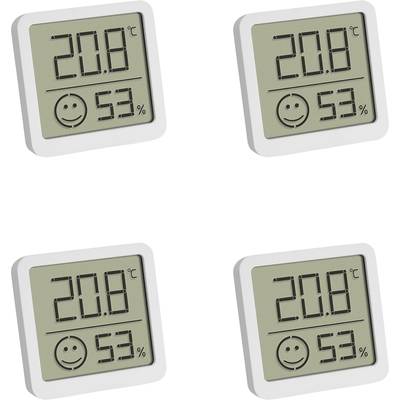TFA Dostmann 4er Set Digitales Thermo-Hygrometer mit Komfortzone Thermo-hygrometer White