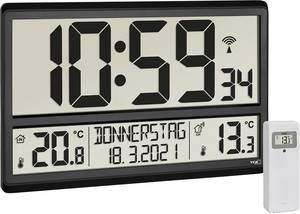 TFA Dostmann 60.4521.01 Radio Wall clock 360 mm x 28 mm x 235 mm  Black Large display
