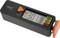A battery tester with a digital display shows '3.0V'. Colour-coded diagram on the right: green for 'FULL', yellow 'OK', red 'WEAK/EMPTY'.