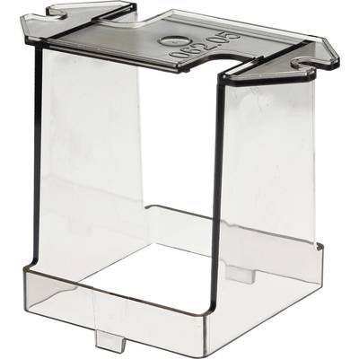 A transparent protective cover for electronic devices, rectangular and made of plastic, protects against dust and damage.