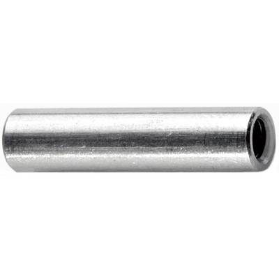 Cylindrical metal tube, smooth and silver, positioned horizontally.