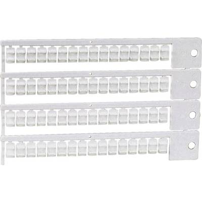 Four rows of white plastic terminal blocks for electrical applications, arranged in parallel strips, with openings for cable connections.