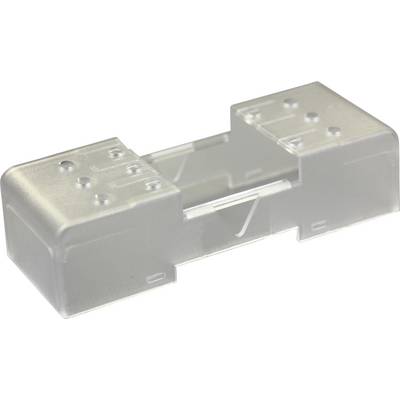 Plastic connector for electrical connections with a transparent housing, accommodating multiple cable connections.