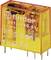 A yellow Finder relay Type 40.61 with 250V, 16A, and various certification symbols. Suitable for electrical switching.