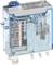 Electrical relay, blue casing, showing coils and terminals. Markings and technical data visible on the top surface.