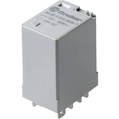 A grey Finder relay with the inscription '36.32.9.024.0000.7', with a rated voltage of 24V DC and a current rating of 12A.