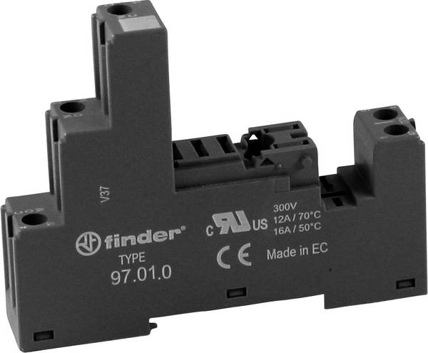 Finder 97.01.0 Relay socket + bracket Compatible with series: Finder 46 series Finder 46.61 (L x W x H) 64.9 x 15.8 x 82.9 mm Piece 1 pc(s)