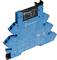 Blue finder relay socket type 93.51.7.024 with technical specifications and circuit diagram, suitable for 24 V and 6 A, 250 V AC.
