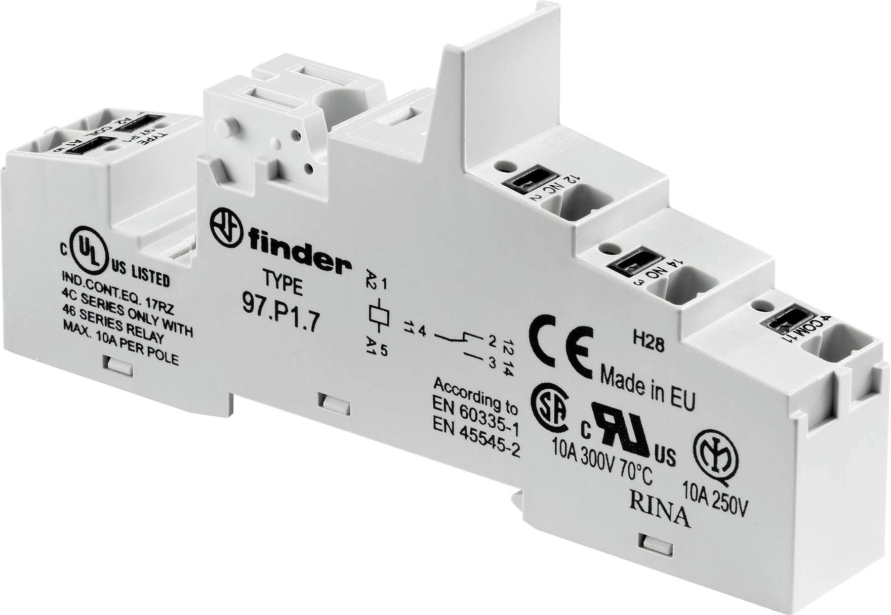 Finder 97.P1.7 Relay socket (L x W x H) 42.4 x 15.8 x 95.5 mm 1 pc(s)