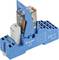 A blue relay with a transparent cover and label 'finder 94.P4'. Suitable for industrial switching applications.