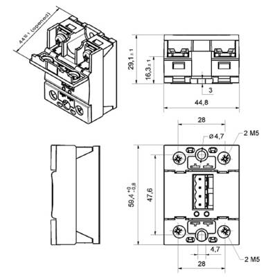 'Technical drawing of an electrical switch' shows the dimensions and views of a switch with detailed specifications.