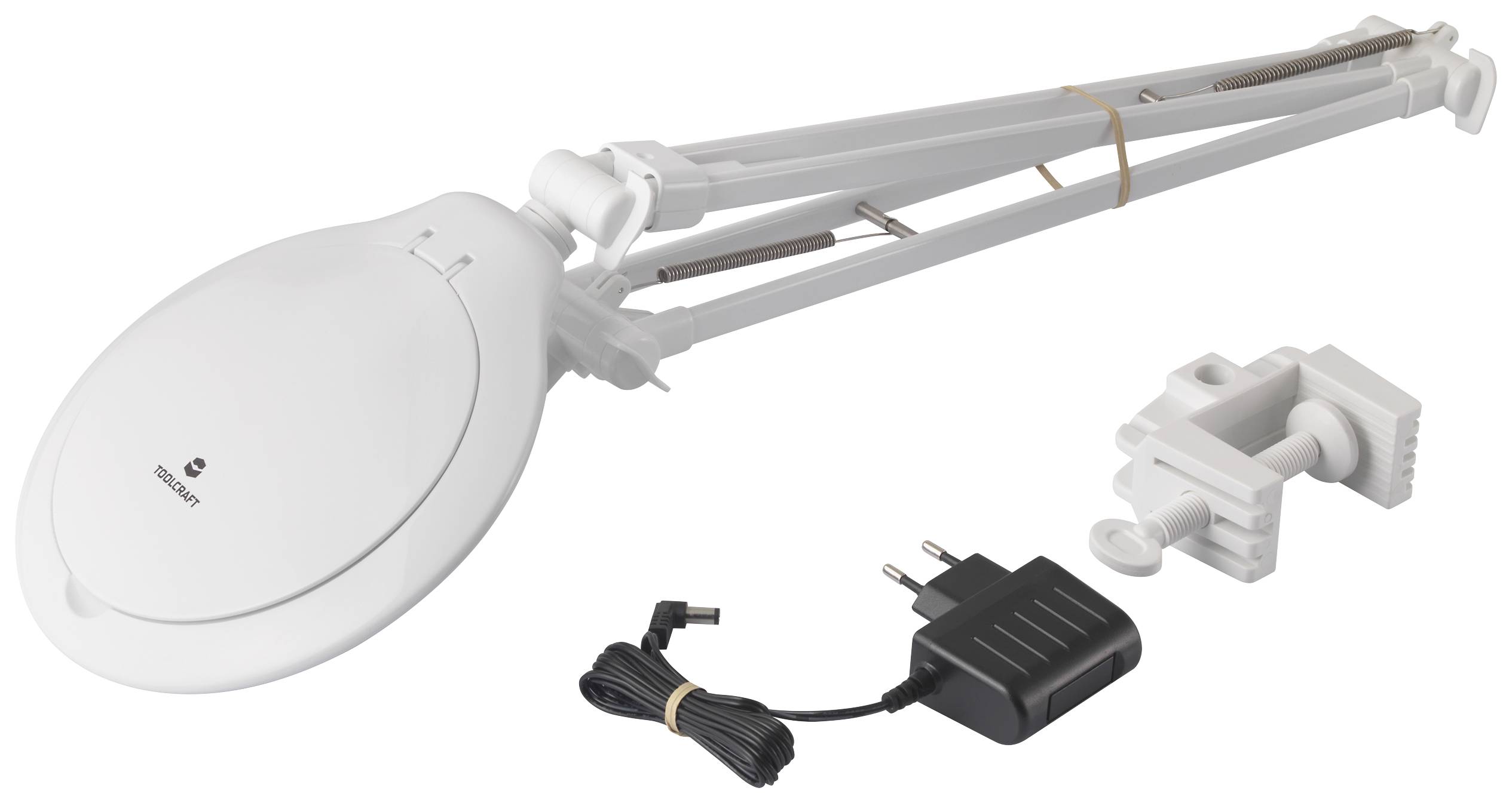 TOOLCRAFT TO-7425342 Clamp-on magnifying lamp 110 mm 8.5 W Magnification=2.25 x 110 mm 2021 Energy Efficiency Class F (A-6